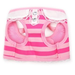 Vibrant Life Stripe & Lace Harness for Medium Dog Pink S